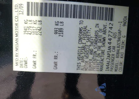 2010 Nissan Altima 2.5 S from USA, damaged, VIN 1N4AL2AP1AN447742